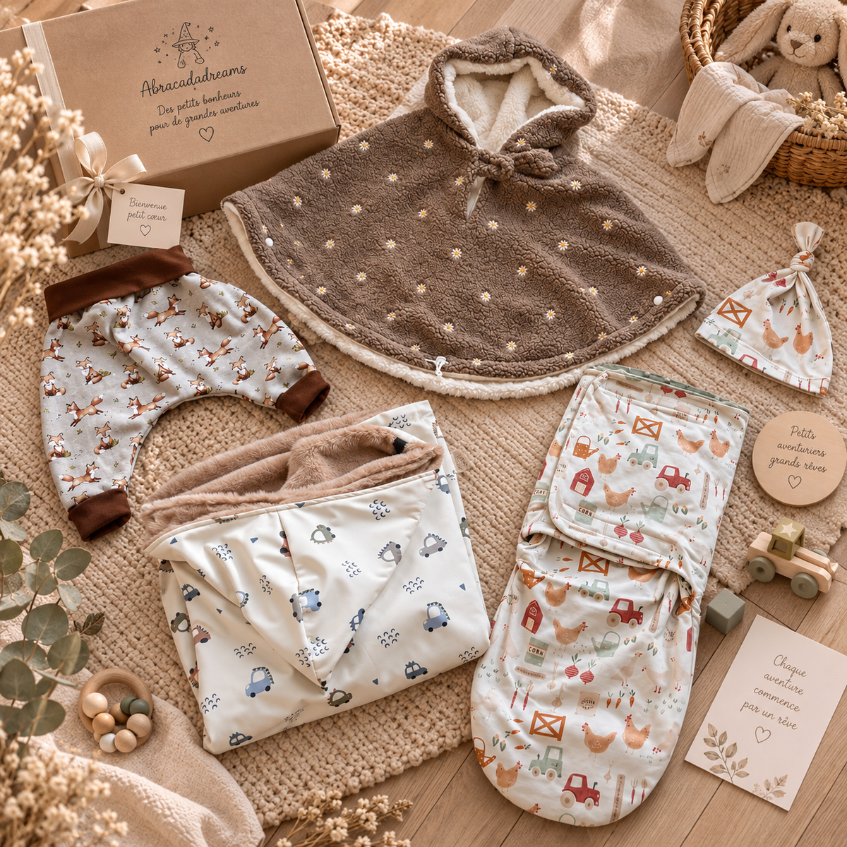 Cadeaux naissance qualité durables accessoires bébé faits main - Abracadadreams Belgique