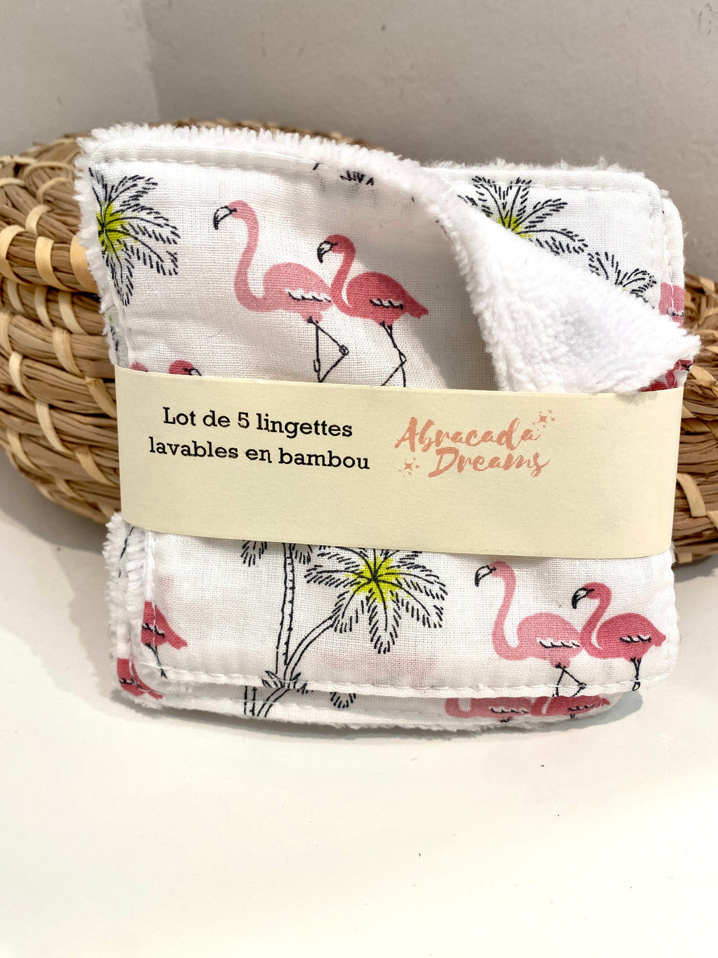 5 pads demaquillants lavables et réutilisables en coton et bambou