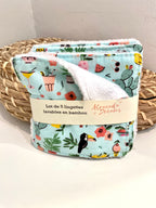 5 pads demaquillants lavables et réutilisables en coton et bambou