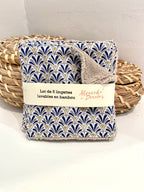 5 pads demaquillants lavables et réutilisables en coton et bambou