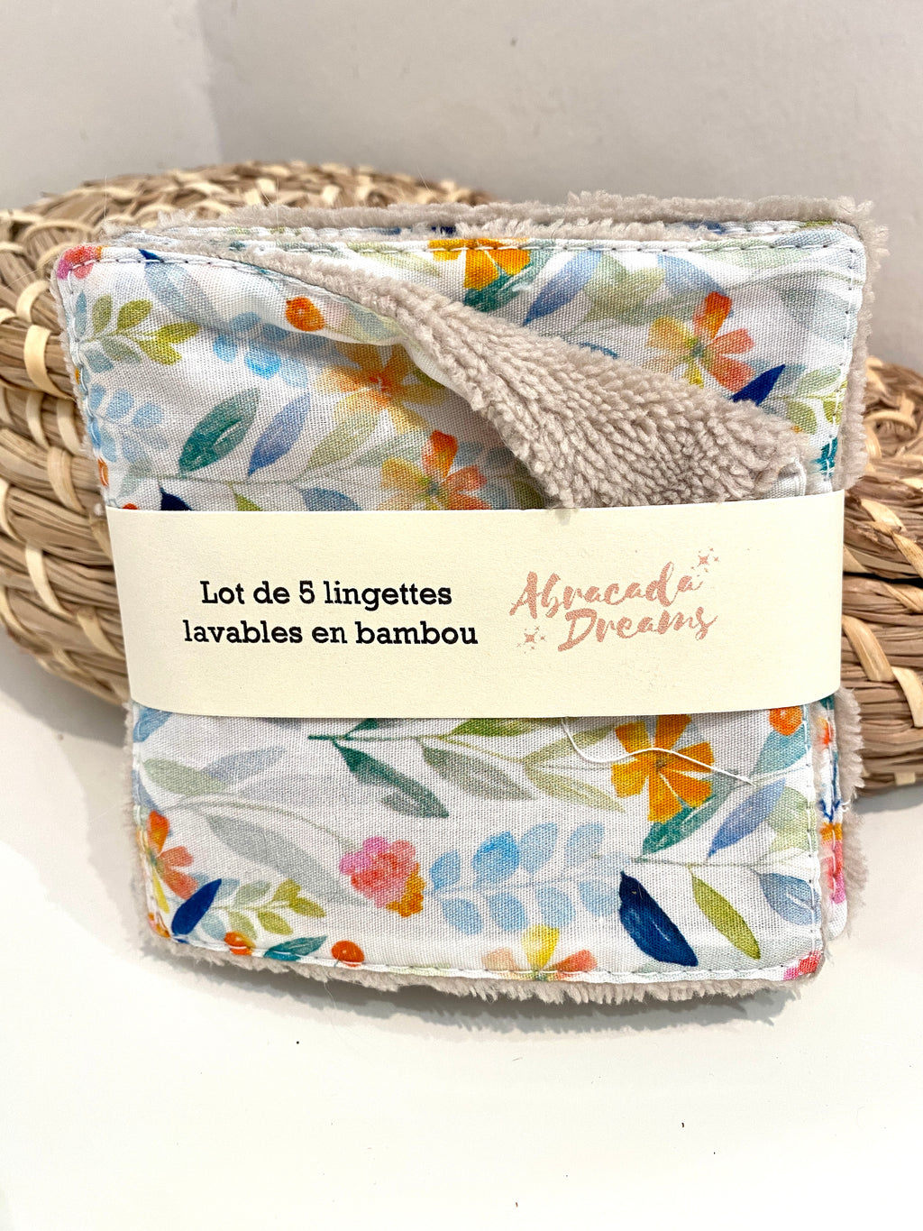 5 pads demaquillants lavables et réutilisables en coton et bambou