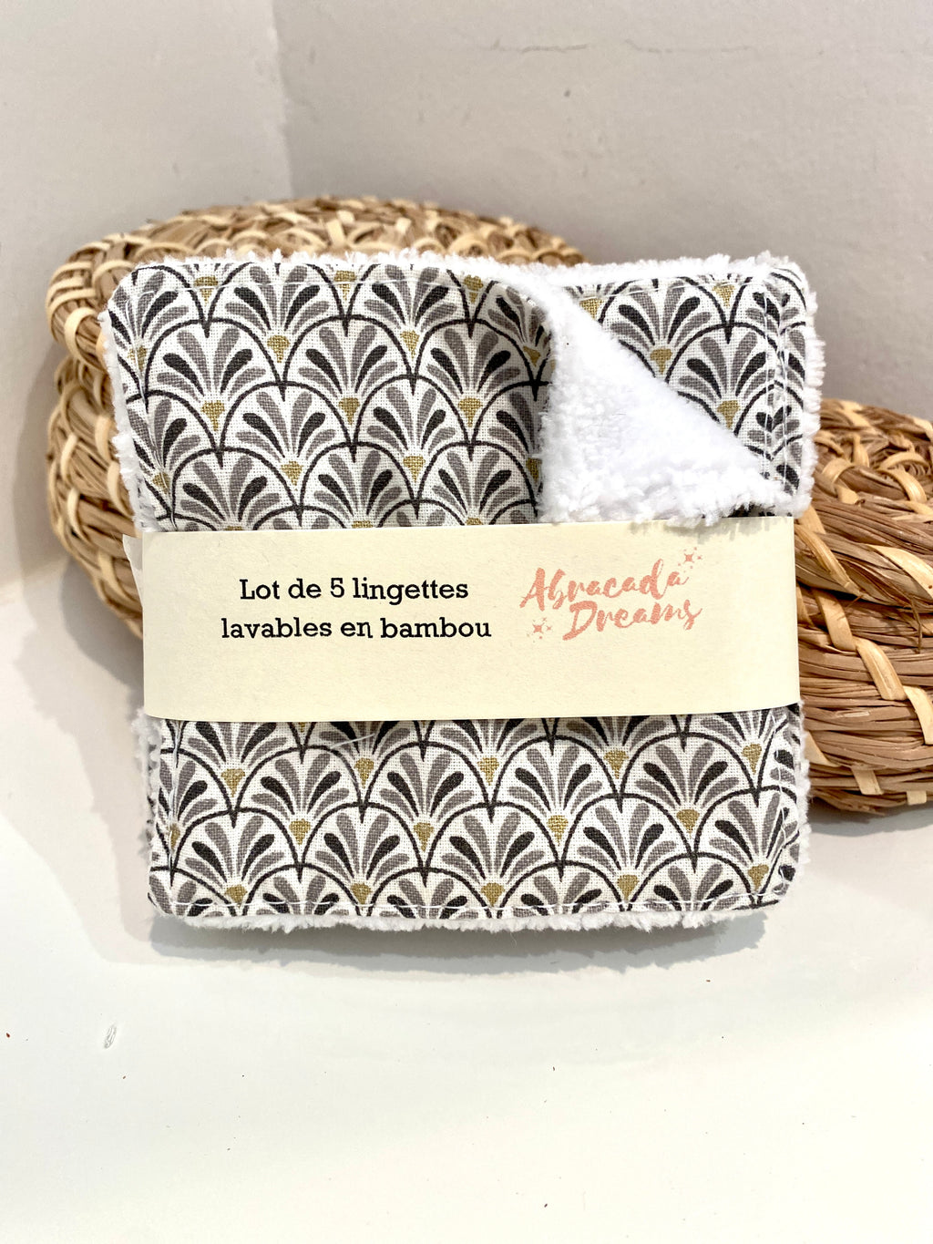 5 pads demaquillants lavables et réutilisables en coton et bambou
