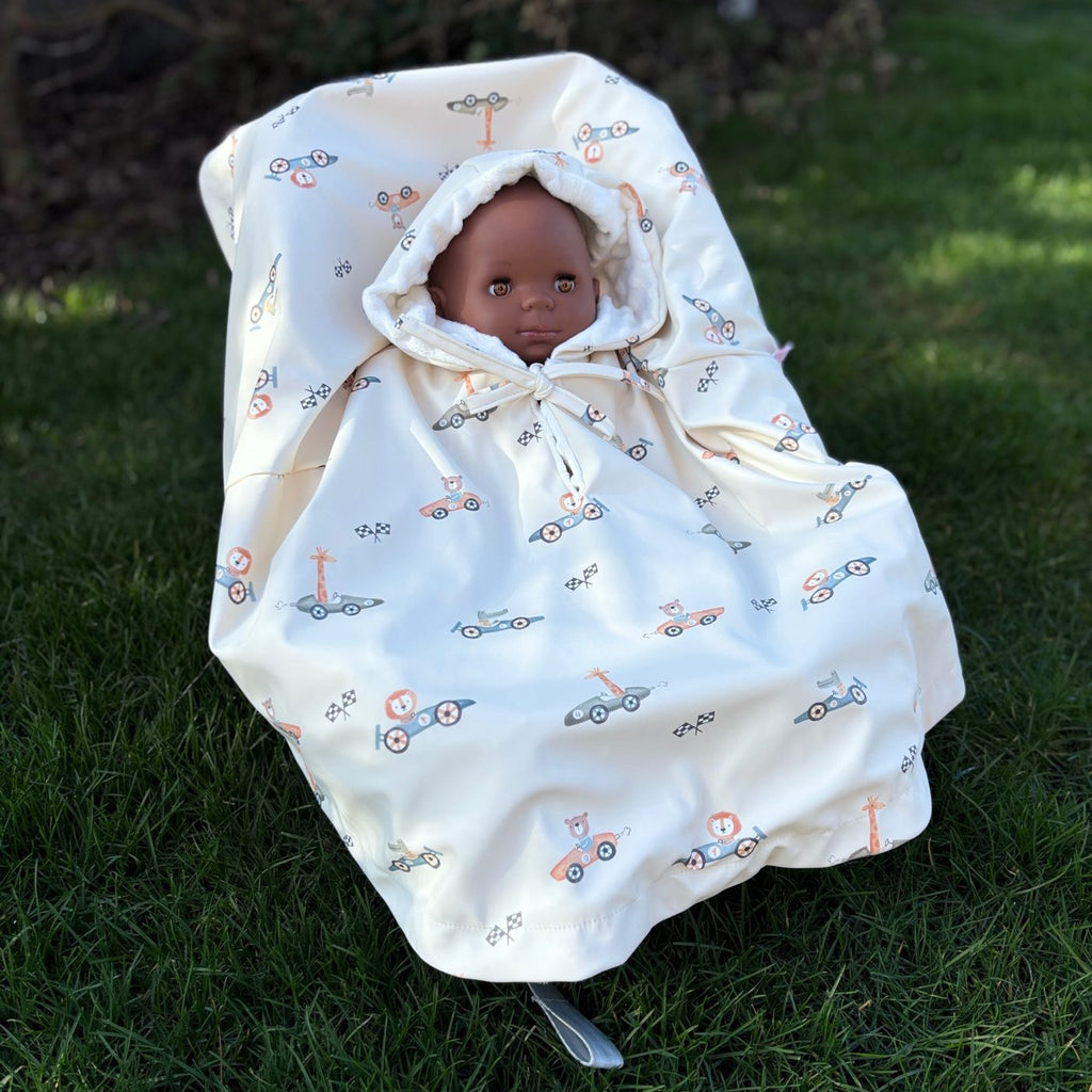 Couverture cosy bébé pour cosy et siège auto motif voitures ivoire, Abracada Dreams
