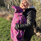 Couverture portage bebe rose motif coeurs Abracada Dreams