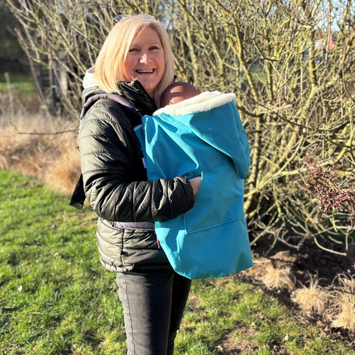 Couverture portage bebe softshell bleu avec doublure chaude Abracada Dreams