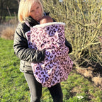 Couverture portage bebe rose leopard avec doublure chaude Abracada Dreams