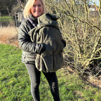 Couverture portage bebe velours vert olive avec capuche Abracada Dreams