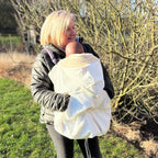 Couverture portage bebe velours blanc creme avec doublure chaude Abracada Dreams