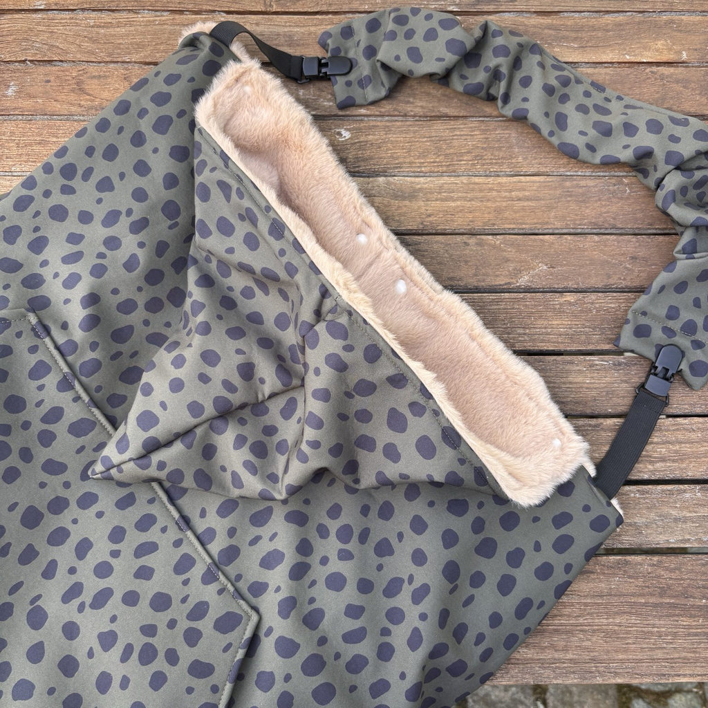 Couverture de portage multifonction 5 en 1 imperméable kaki à motifs tachetés avec intérieur en fourrure douce