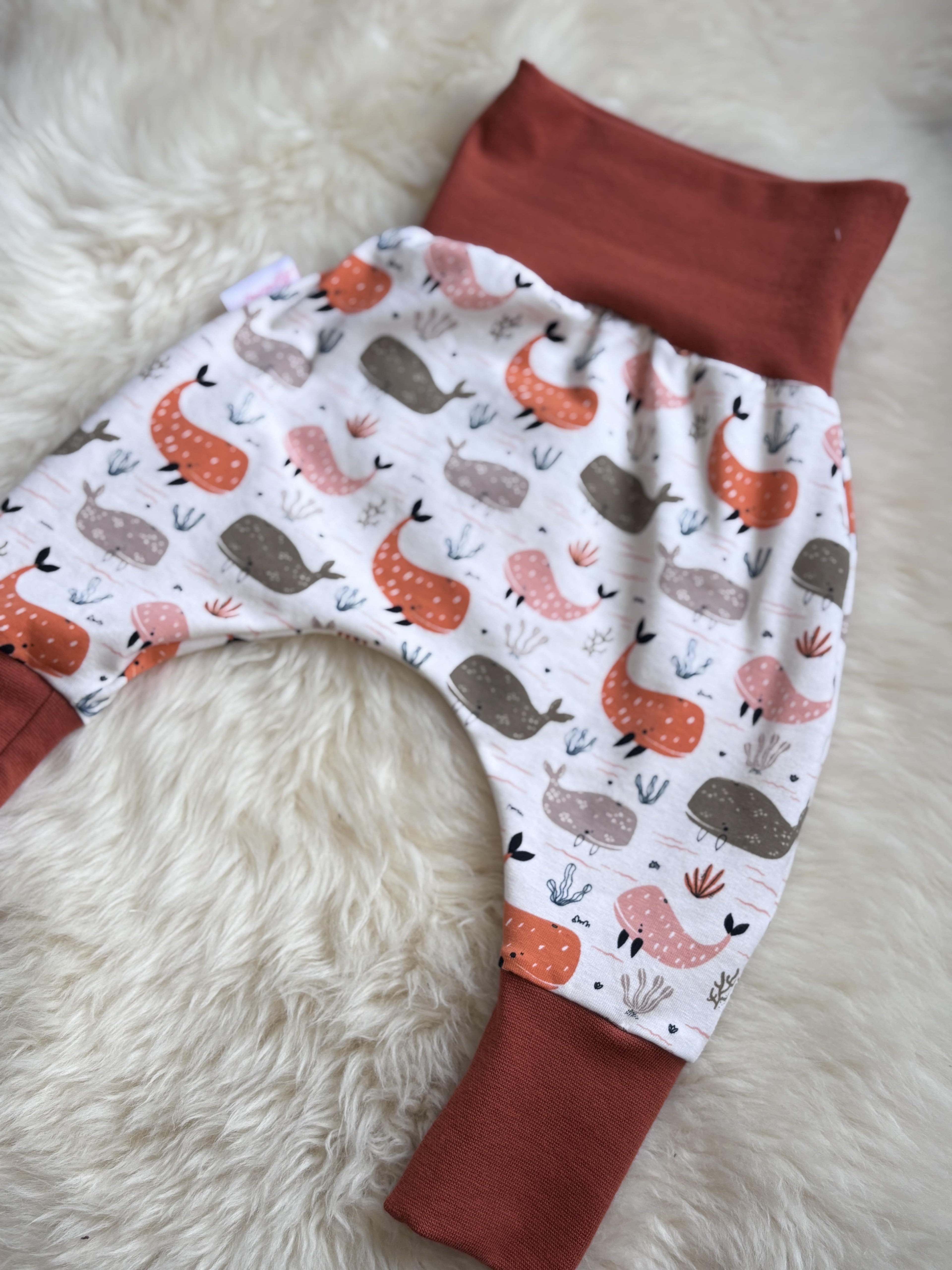 pantalon bébé evolutif motif baleine