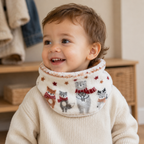 Enfant de 2 ans portant un snood chaud à motifs ours et étoiles, doublé tout doux – Abracada Dreams