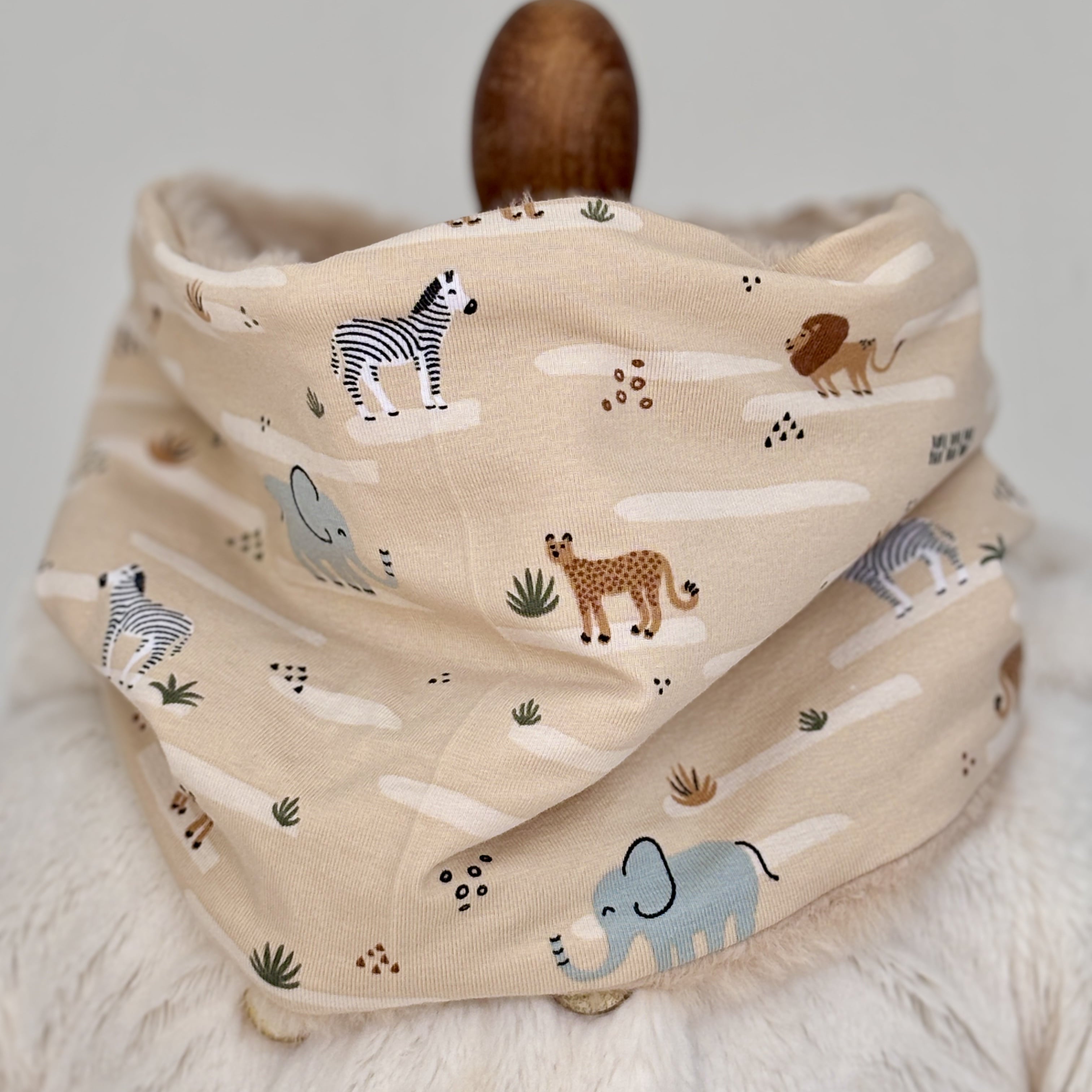 tour de cou enfant motif beige jungle