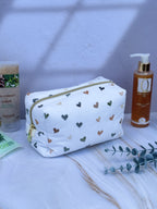 trousse de toilette femme en coton motifs cœurs